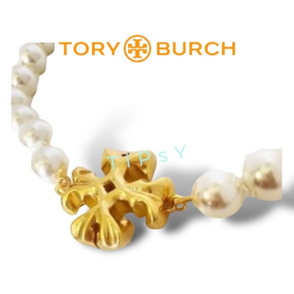 Tory Burch Roxanne Pearl and Gold Necklace & Earring Set!!! - Picture 3 of 11